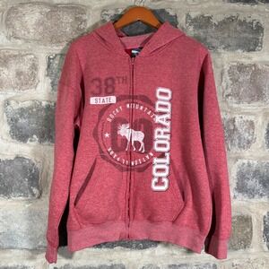 Salt Creek‎ Colorado 38th State Rocky Mountain Moose Full Zip Hoodie Large Retro